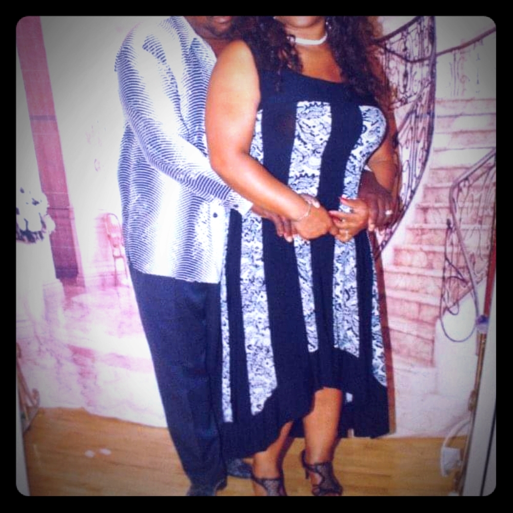 One black silver & white dress